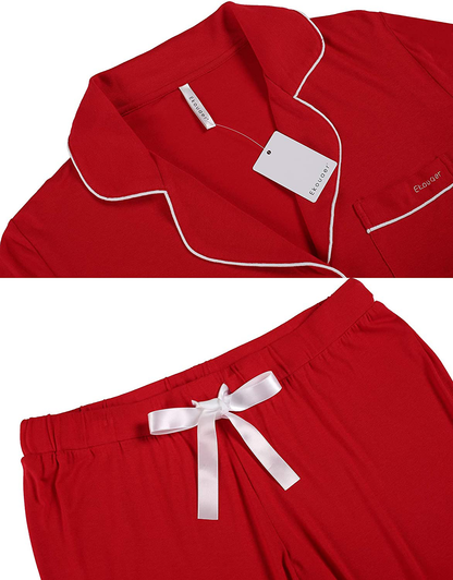 Ekouaer Pajamas Set Long Sleeve Sleepwear Womens Button down Nightwear Soft Pj Lounge Sets XS-XXL Apparel & Accessories > Clothing > Sleepwear & Loungewear > Pajamas Kylie Max   