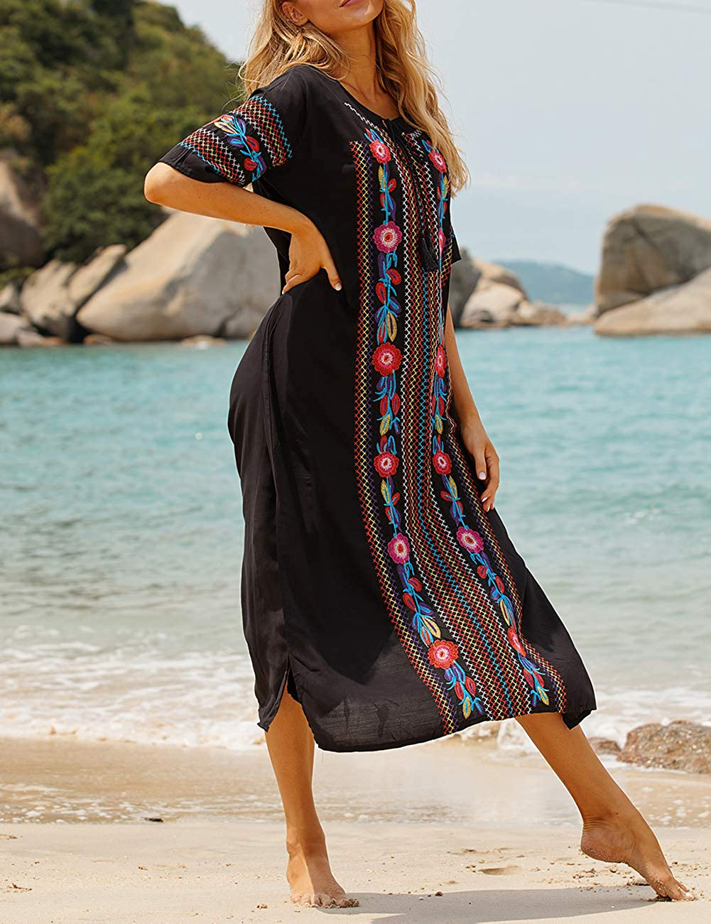 Bsubseach Women Beachwear Turkish Kaftans Long Swimsuit Cover up Caftan Beach Dress Apparel & Accessories > Clothing > Swimwear Kylie Max   
