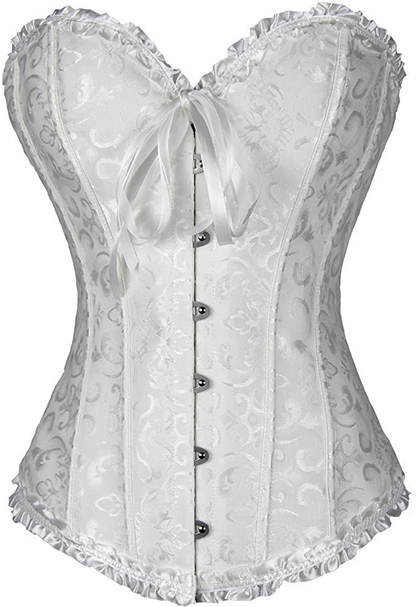 NIYIGEJI Satin Sexy Strong Boned Corset Lace up Overbust Waist Cincher Bustier Bodyshaper Top Apparel & Accessories > Clothing > Underwear & Socks > Lingerie NIYIGEJI White-1 X-Large 