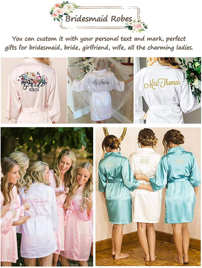 SIORO Women'S Satin Robe Silk Kimono Bathrobe for Bride Bridesmaids Wedding Party Loungewear Short S-XXL Apparel & Accessories > Clothing > Sleepwear & Loungewear > Robes KYLIE MAX   