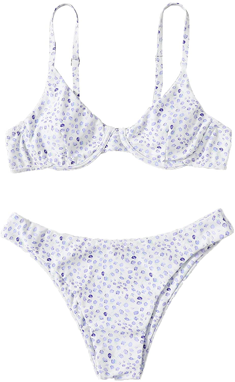 SweatyRocks Women's Sexy Bathing Suits Spaghetti Strap Floral Bikini Set Underwire Swimsuit Apparel & Accessories > Clothing > Swimwear SweatyRocks Floral White Small 