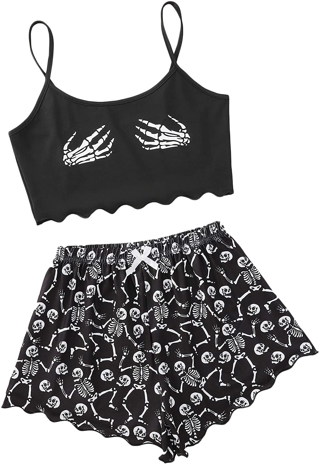 Romwe Women'S Summer Sleepwear Set Graphic Cami Top and Shorts Pajamas Set Apparel & Accessories > Clothing > Sleepwear & Loungewear Kylie Max   
