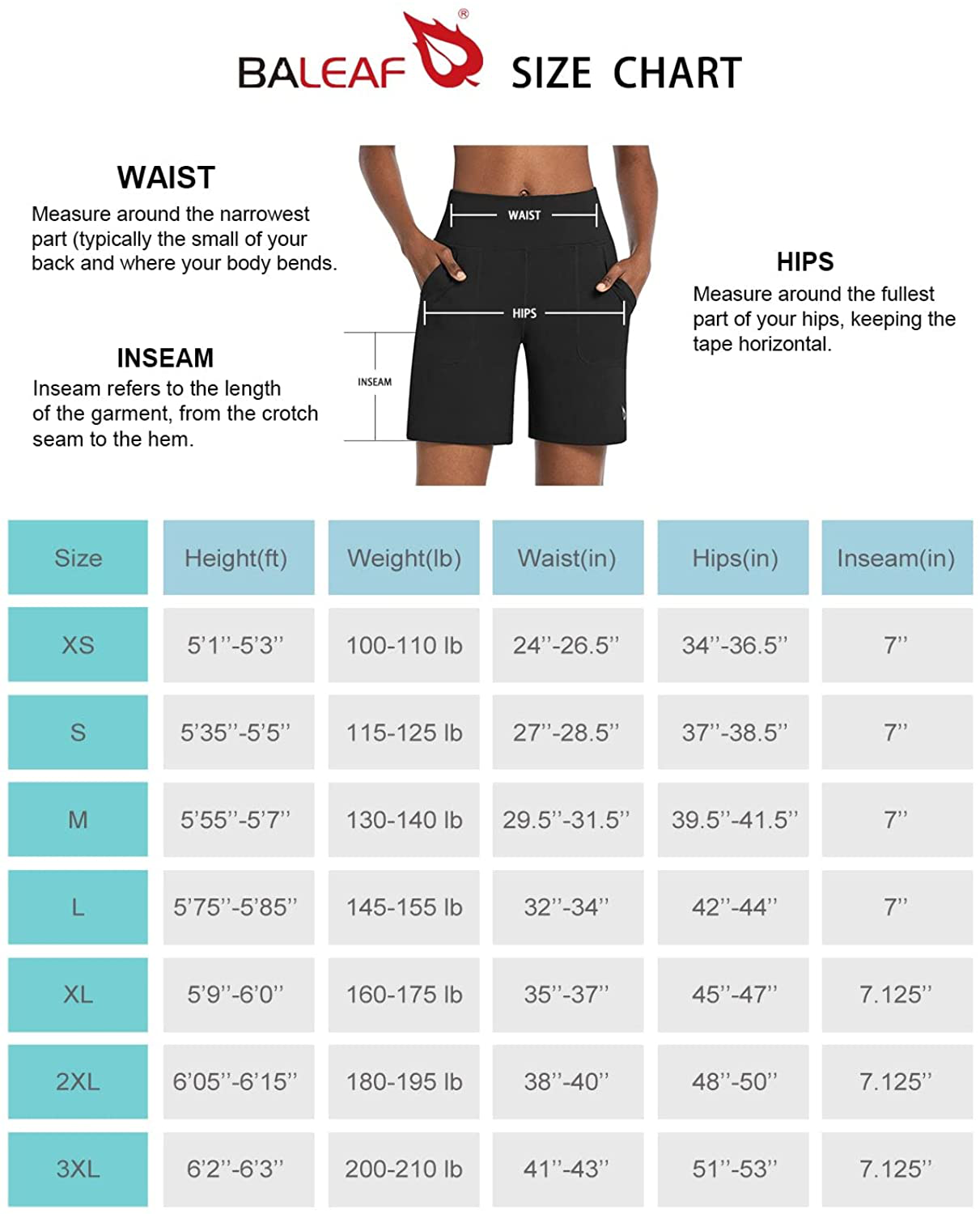 BALEAF Women'S 7" Athletic Long Shorts High Waisted Running Bermuda Shorts with Pockets Apparel & Accessories > Clothing > Shorts Kylie Max   