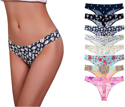 Imakokoni Seamless Thongs for Women No Show 6 Pack Women's Nylon Spandex Thong Underwear Apparel & Accessories > Clothing > Underwear & Socks > Underwear imakokoni Multi-a(8) X-Large 