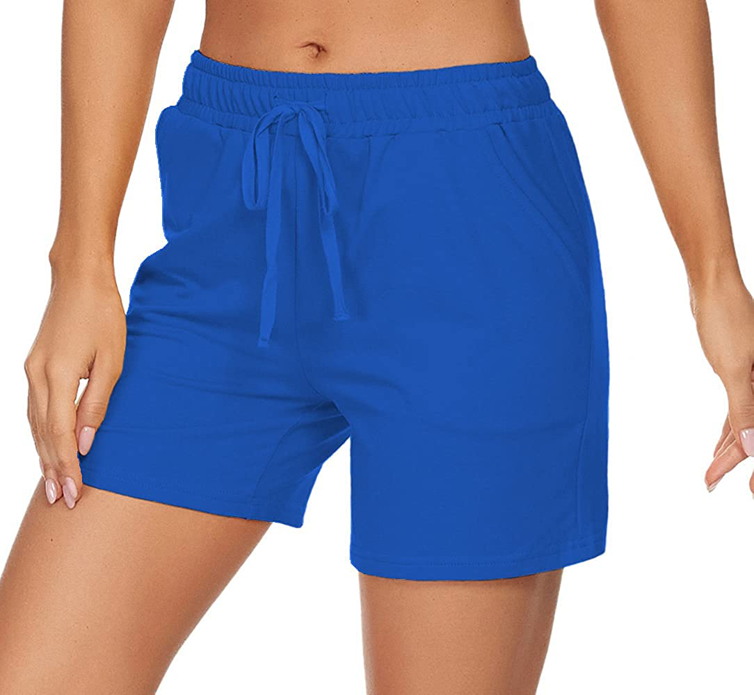 Tandisk Women'S 5" Casual Jersey Cotton Shorts Lounge Yoga Pajama Walking Shorts with Pockets Activewear Apparel & Accessories > Clothing > Shorts Kylie Max   