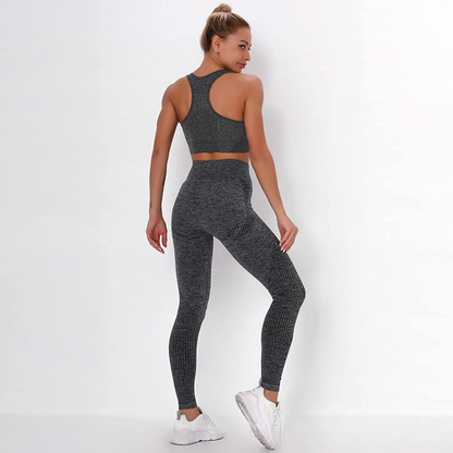 Burband Womens Ribbed Seamless Yoga Outfits 2 Piece Tracksuits Sports Bra Seamless Leggings Yoga Gym Workout Set Activewear Apparel & Accessories > Clothing > Underwear & Socks > Shapewear Burband   