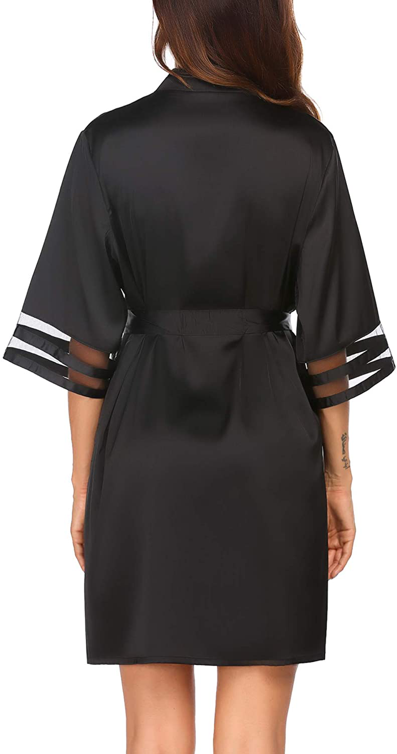 Ekouaer Womens Satin Robe Lightweight Kimono Bathrobe 3/4 Bell Sleeve Bridesmaid Bride Party Robes S-XXL Apparel & Accessories > Clothing > Sleepwear & Loungewear > Robes Ekouaer   