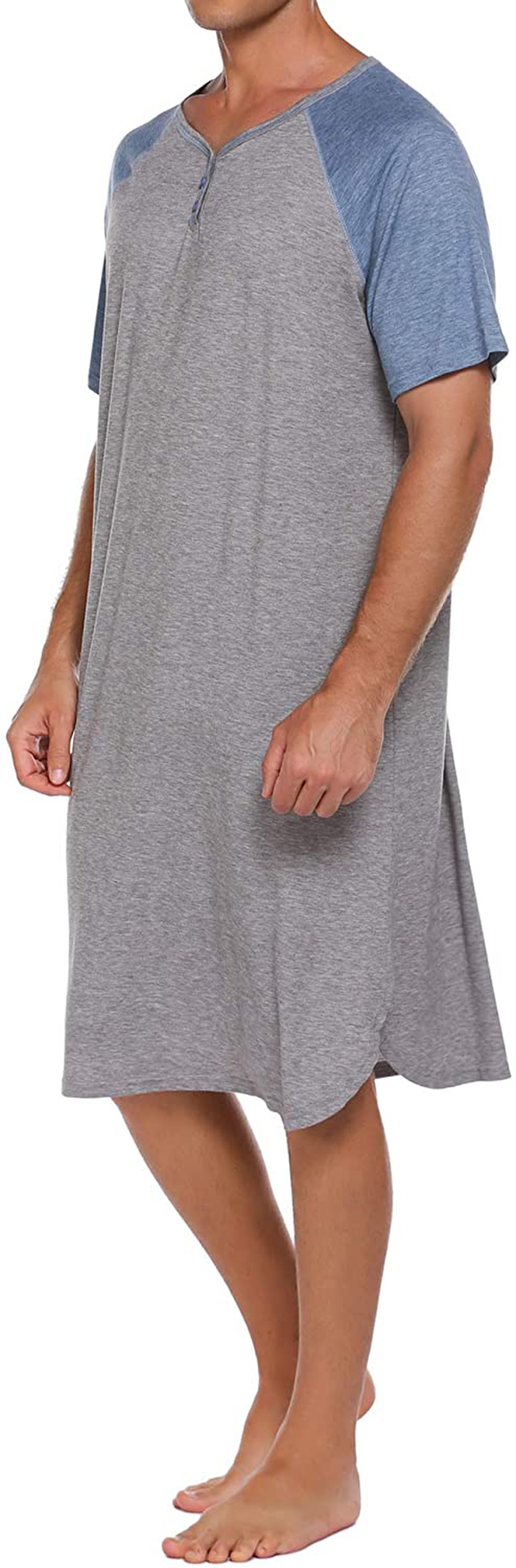 Ekouaer Sleepwear Men'S Nightshirt Short Sleeve Pajamas Comfy Big & Tall Henley Sleep Shirt M-XXXL Apparel & Accessories > Clothing > Sleepwear & Loungewear > Nightgowns Kylie Max   