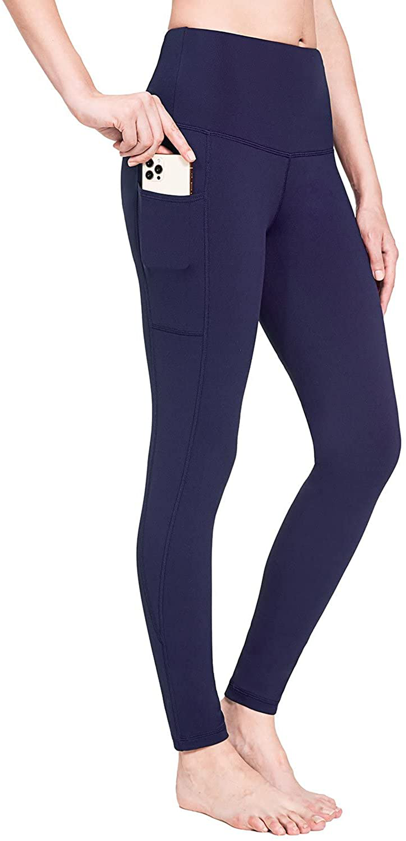 BALEAF Women's Fleece Lined Leggings Water Resistant High Waisted Warm Winter Pants Hiking Running Tights with Pockets Apparel & Accessories > Clothing > Activewear BALEAF Navy Medium 