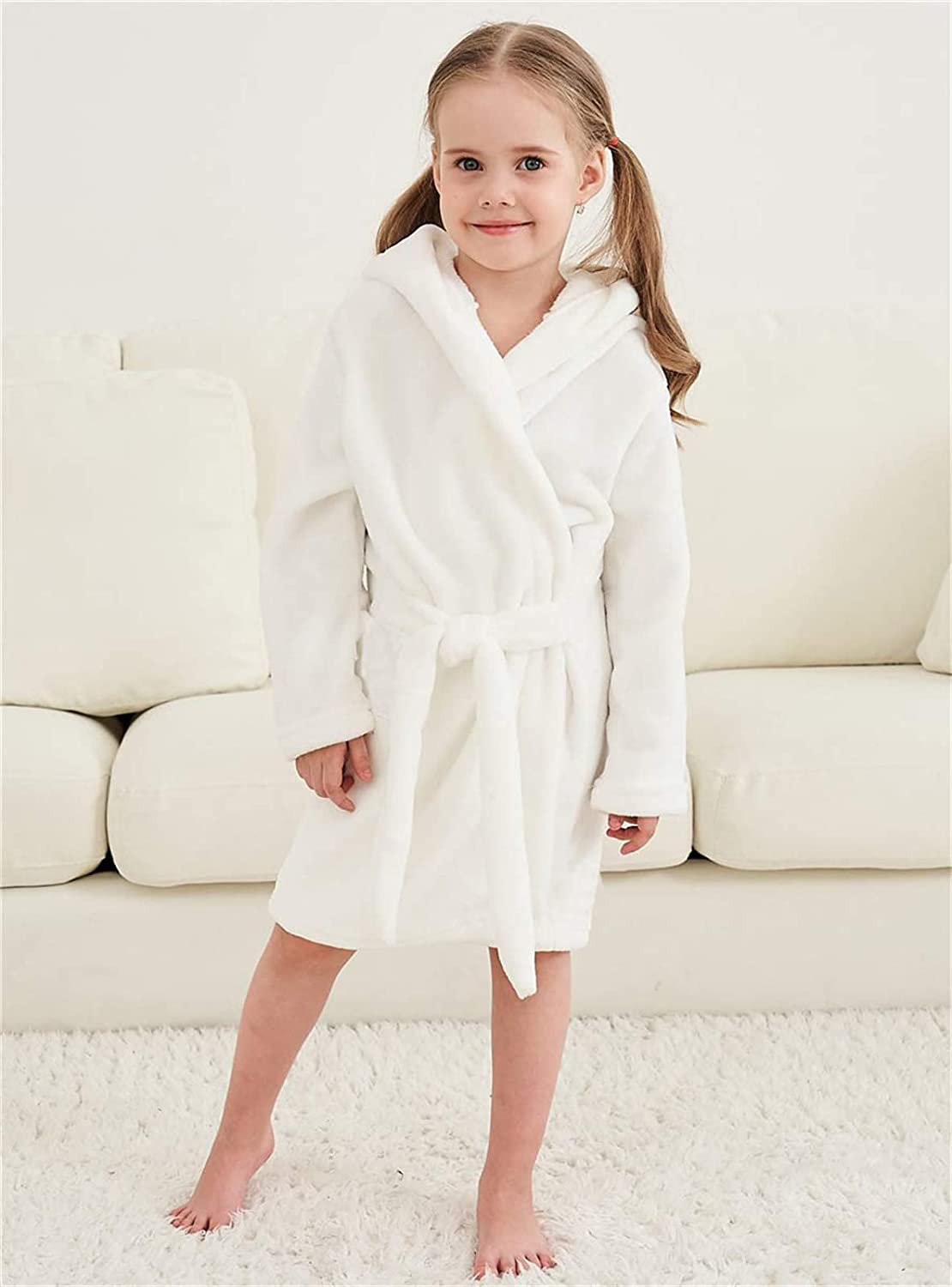 Betusline Kids Girls Boys Solid Soft Fleece Hooded Bathrobe Robe, 2T - 18 Years Apparel & Accessories > Clothing > Sleepwear & Loungewear > Robes Kylie Max   