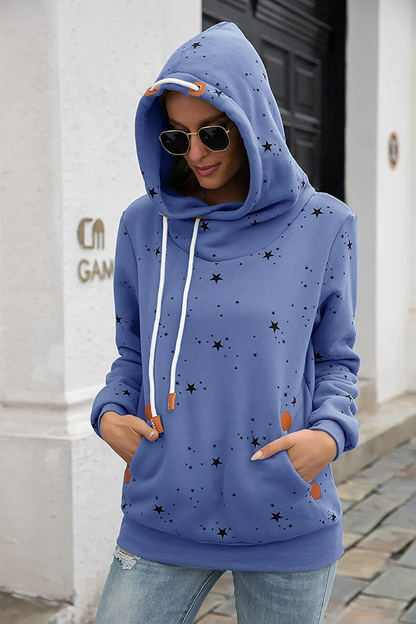 Kapoohott Womens Hoodies Long Sleeve High Necked Printed Hoodies Casual Comply Pullover Sweatshirts with Pockets Apparel & Accessories > Clothing > Activewear Kylie Max   