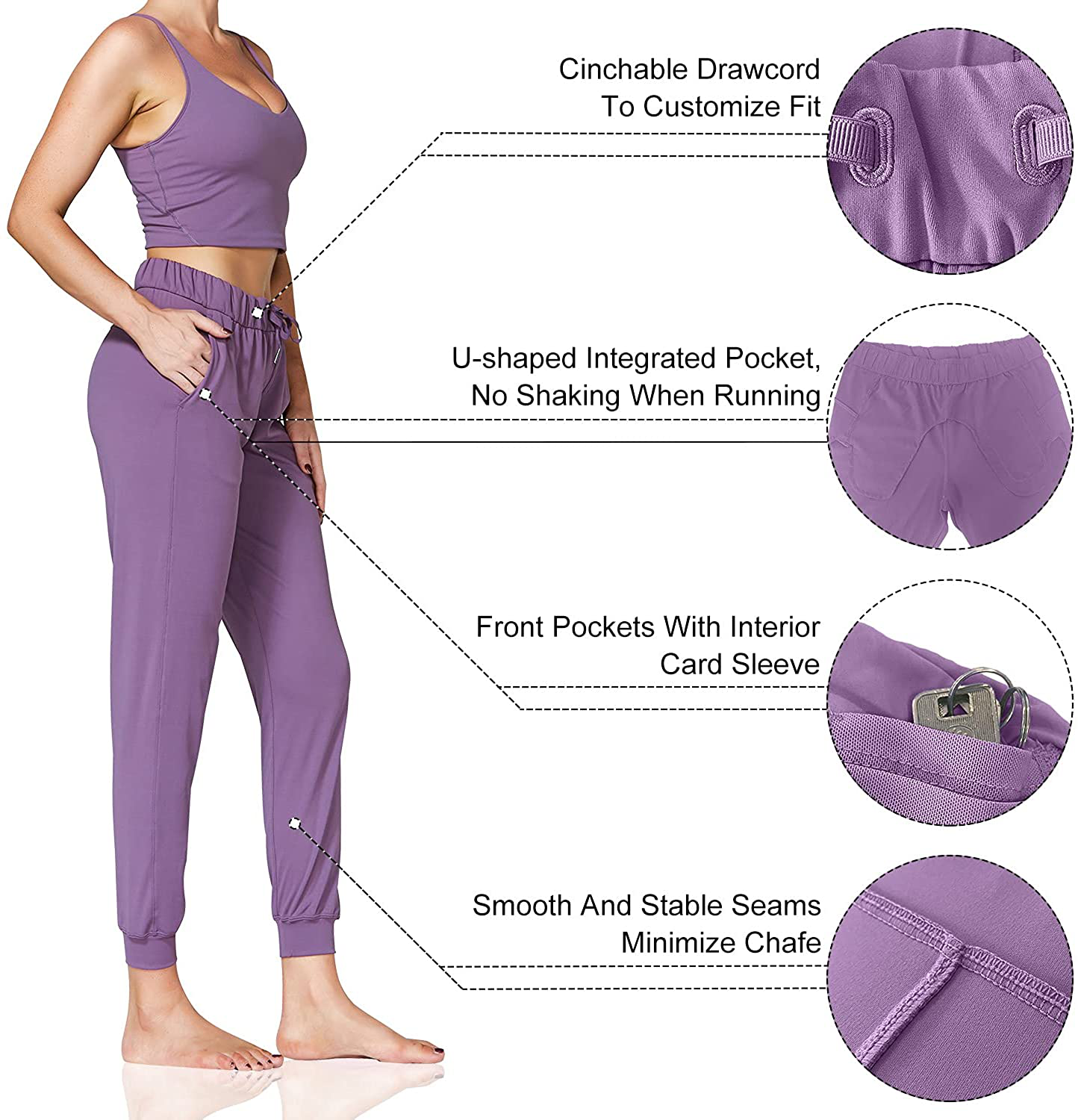 Sunzel Women Lightweight Joggers Pants with Pockets, Super Soft Quick Dry Lounge Sweatpants for Yoga Workout Running Casual Apparel & Accessories > Clothing > Activewear Kylie Max   