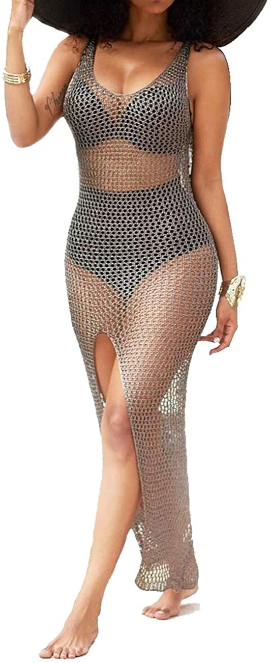 Sexycherry Women'S Sexy Swimsuit Cover Ups Casual See through Sheer Long Maxi Dresses for Swimwear Apparel & Accessories > Clothing > Swimwear Kylie Max   