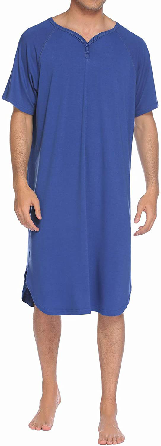 Ekouaer Sleepwear Men'S Nightshirt Short Sleeve Pajamas Comfy Big & Tall Henley Sleep Shirt M-XXXL Apparel & Accessories > Clothing > Sleepwear & Loungewear > Nightgowns Kylie Max   