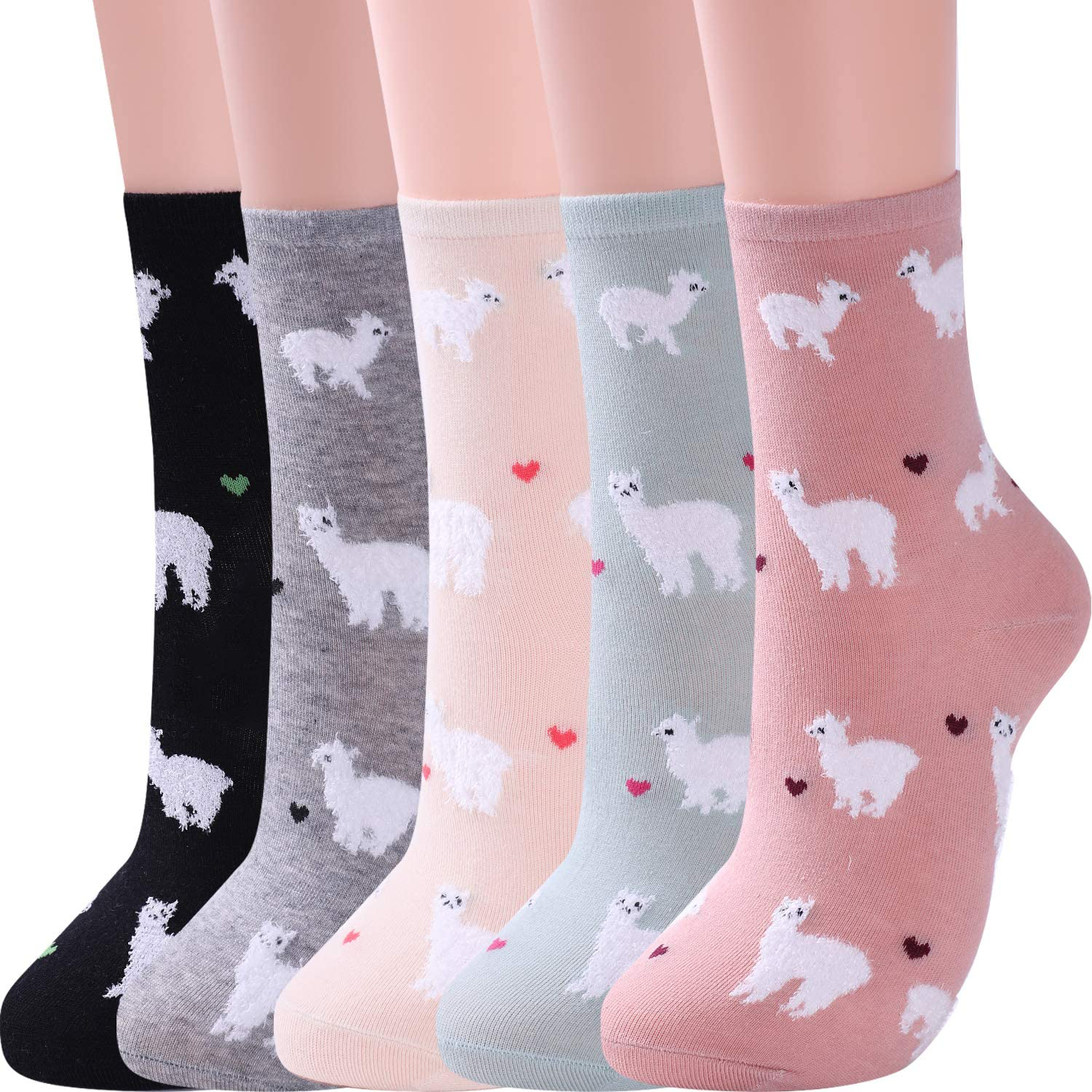 Jeasona Women's Fun Socks Cute Cat Animals Funny Funky Novelty Cotton Gifts Arts & Entertainment > Party & Celebration > Gift Giving Jeasona Multicoloured Llama  