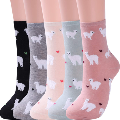 Jeasona Women's Fun Socks Cute Cat Animals Funny Funky Novelty Cotton Gifts Arts & Entertainment > Party & Celebration > Gift Giving Jeasona Multicoloured Llama  