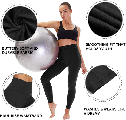 TNNZEET 3 Pack High Waisted Leggings for Women - Buttery Soft Workout Running Yoga Pants Apparel & Accessories > Clothing > Activewear TNNZEET   