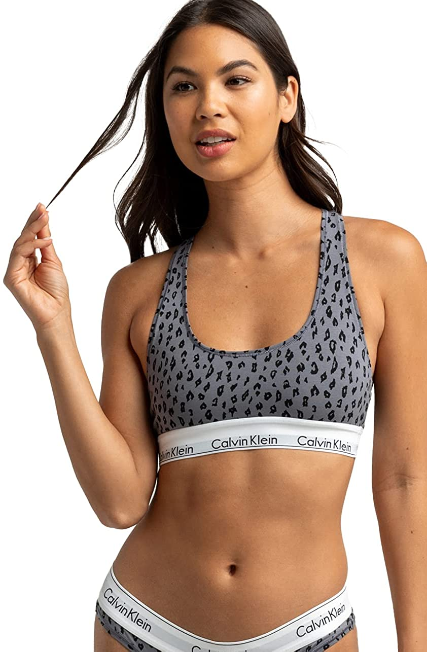 Calvin Klein Women'S Modern Cotton Bralette Apparel & Accessories > Clothing > Underwear & Socks > Lingerie Calvin Klein Savannah Cheetah Pewter Medium 