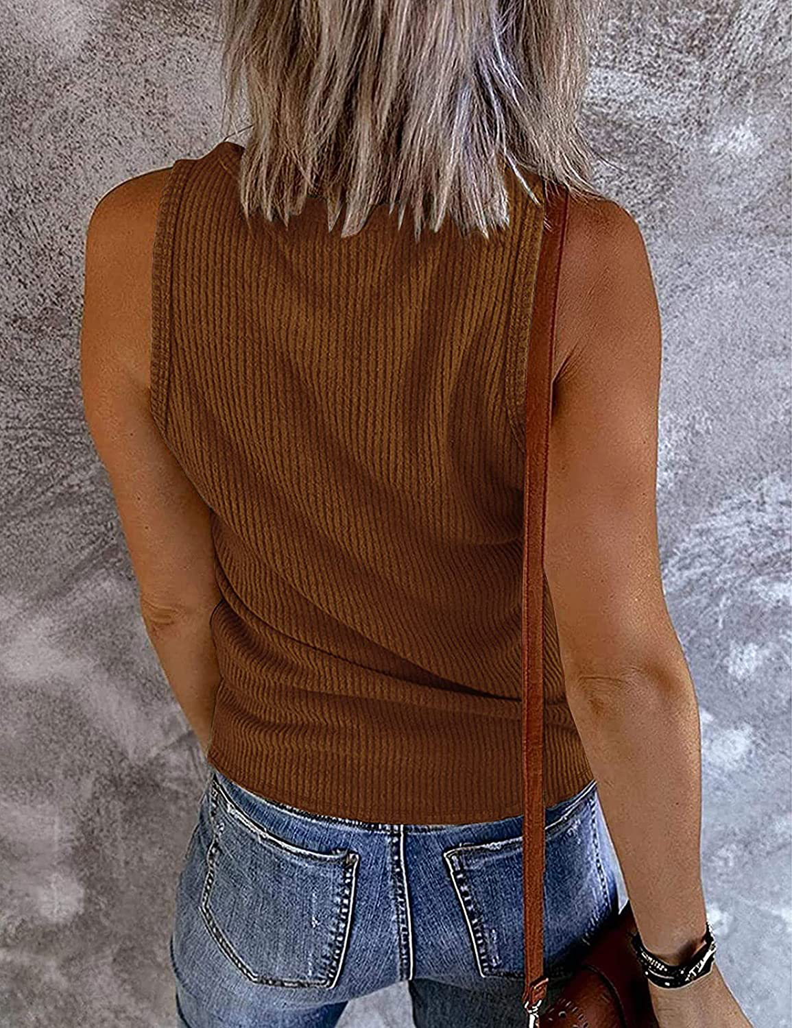MEROKEETY Womens V Neck Tank Tops Summer Sleeveless Ribbed Button Casual Henley Shirts Apparel & Accessories > Clothing > Activewear Kylie Max   