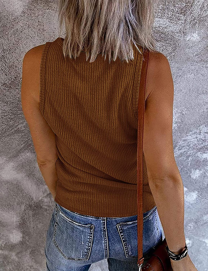 MEROKEETY Womens V Neck Tank Tops Summer Sleeveless Ribbed Button Casual Henley Shirts Apparel & Accessories > Clothing > Activewear Kylie Max   