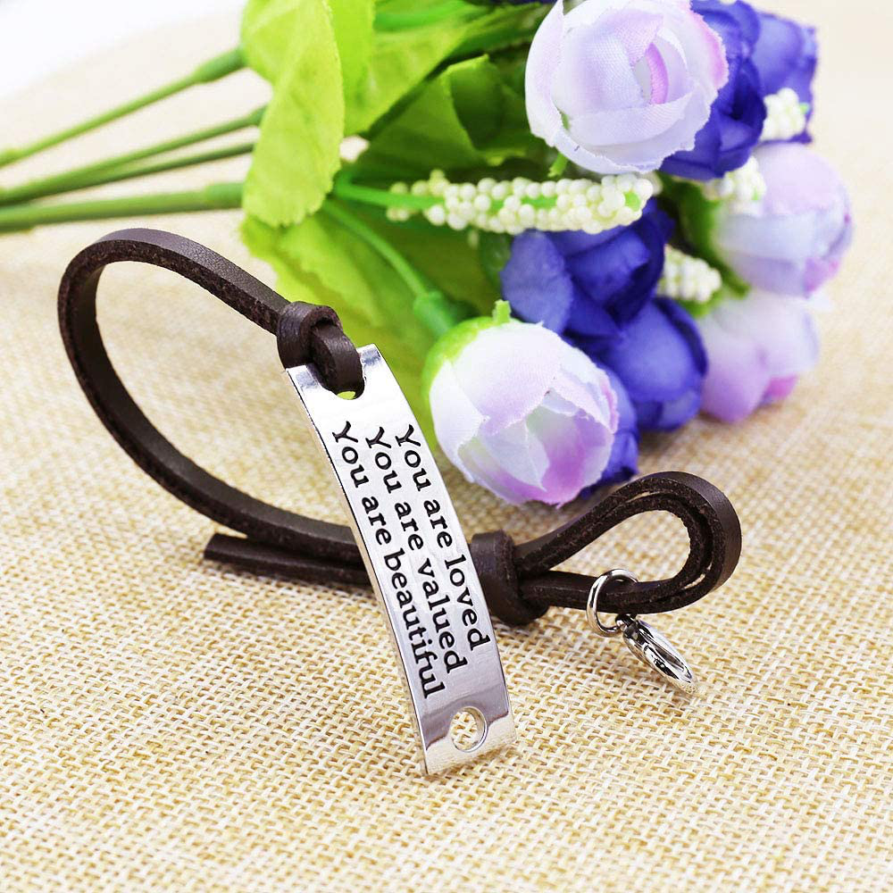 Inspirational Gifts for Women Saying Stamped You are Loved You are Valued You are Beautiful Leather Inspirational Bracelet Arts & Entertainment > Party & Celebration > Gift Giving YOYONY   