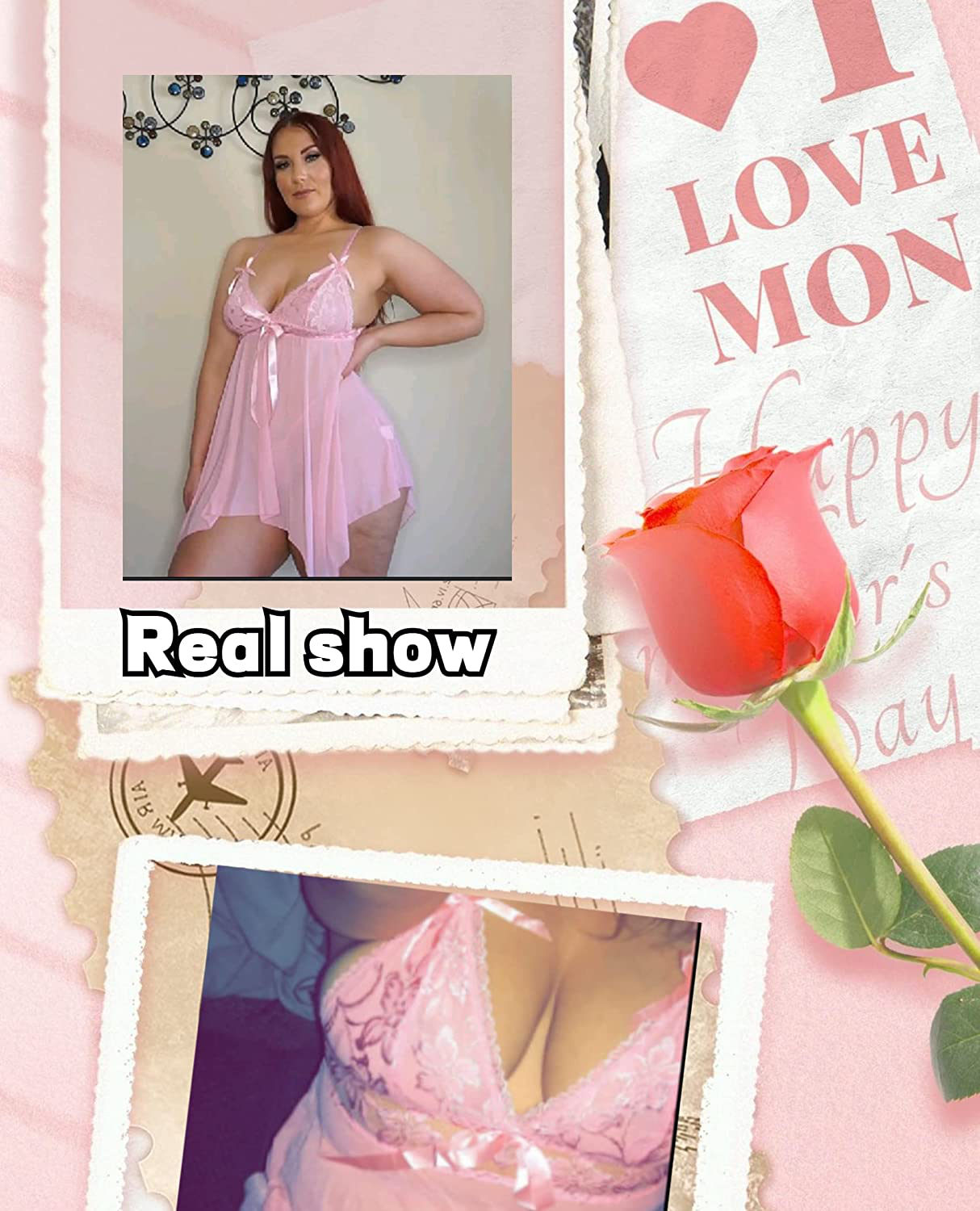 Avidlove Women Sexy Lingerie Lace Babydoll Nightdress Mesh Chemise V Neck Sleepwear Apparel & Accessories > Clothing > Underwear & Socks > Lingerie Kylie Max   