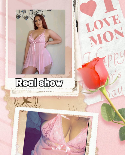 Avidlove Women Sexy Lingerie Lace Babydoll Nightdress Mesh Chemise V Neck Sleepwear Apparel & Accessories > Clothing > Underwear & Socks > Lingerie Kylie Max   