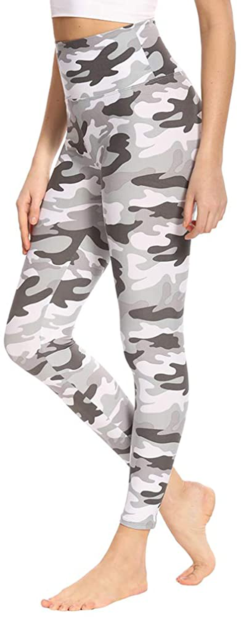 Gayhay High Waisted Leggings for Women - Soft Opaque Slim Tummy Control Printed Pants for Running Cycling Yoga Apparel & Accessories > Clothing > Activewear GAYHAY Black Grey Camo Small-Medium 
