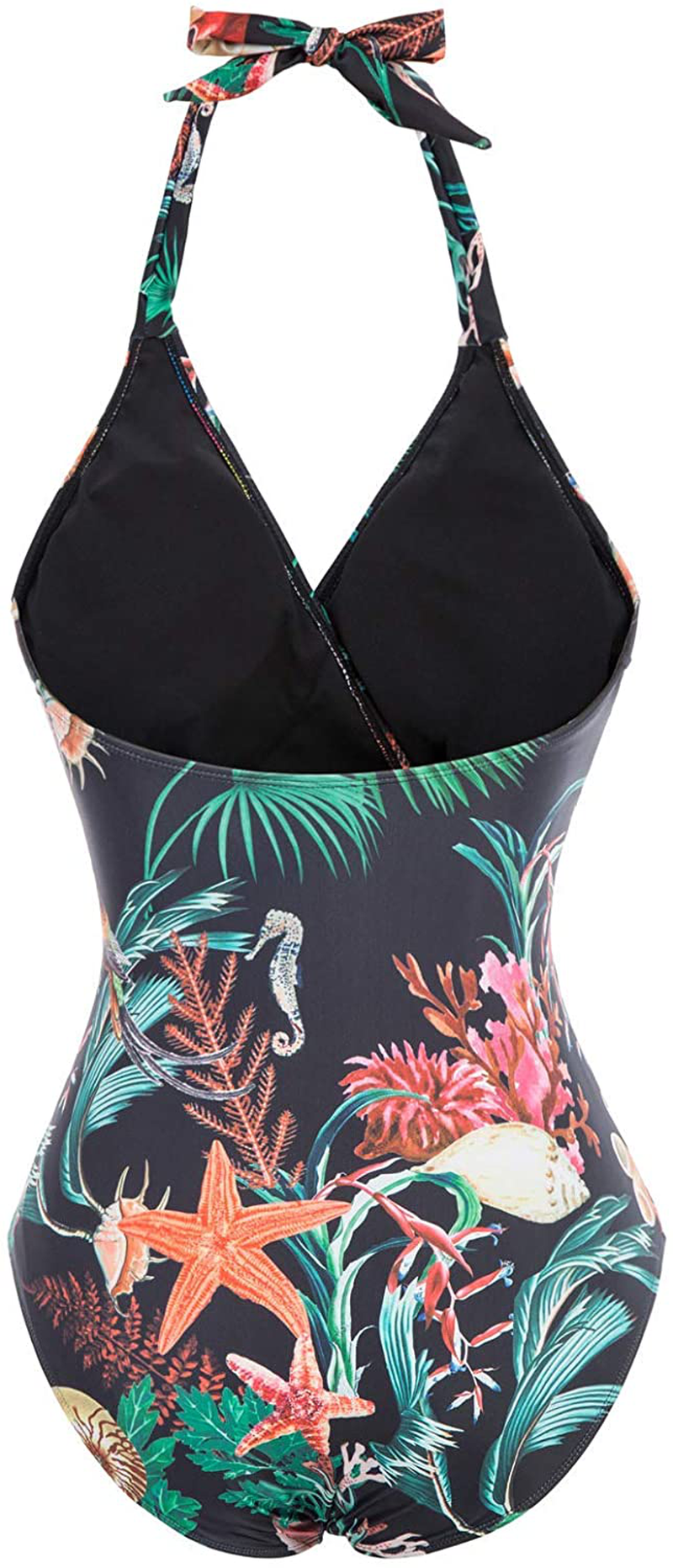 GRACE KARIN Women'S Halter Swimwear V Neck Stripe One-Piece Swimsuit Monokini Apparel & Accessories > Clothing > Swimwear Kylie Max   