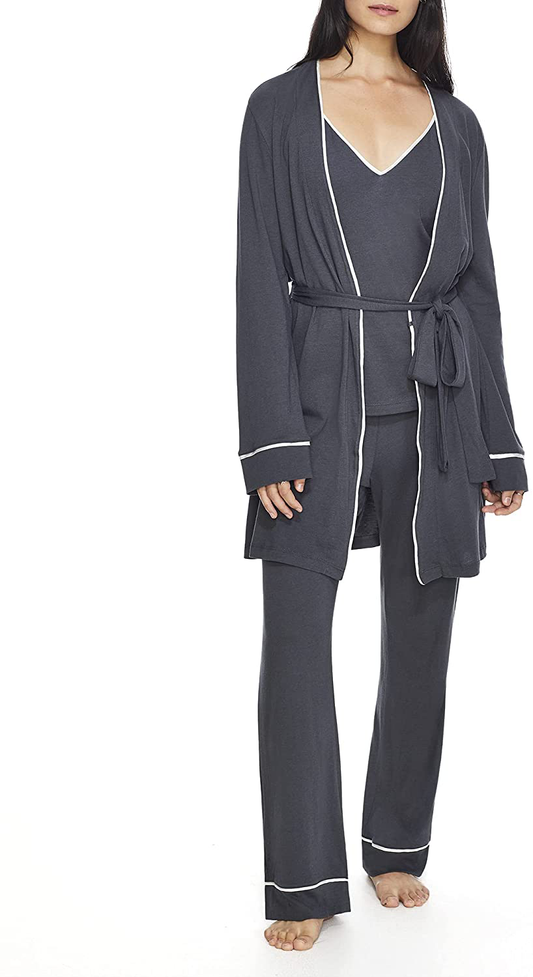 Cosabella Women'S Bella Curvy Racerback Cami Robe & Pant Pajama Set, Deep Ruby/Deep Ruby, Petite Apparel & Accessories > Clothing > Sleepwear & Loungewear Kylie Max   