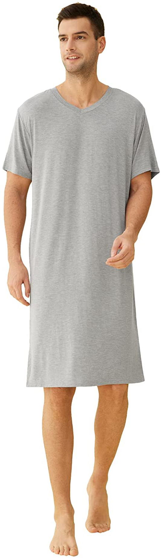 Latuza Men'S Bamboo Viscose Nightshirt Short Sleeves Sleep Shirt Apparel & Accessories > Clothing > Sleepwear & Loungewear > Nightgowns Kylie Max   