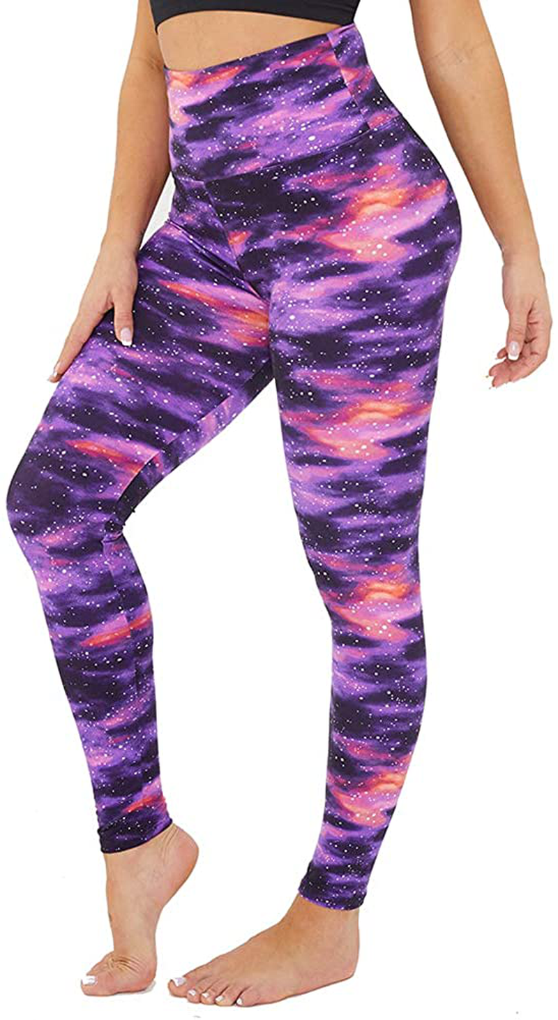 Gayhay High Waisted Leggings for Women - Soft Opaque Slim Tummy Control Printed Pants for Running Cycling Yoga Apparel & Accessories > Clothing > Activewear GAYHAY Purple Nebula Small-Medium 