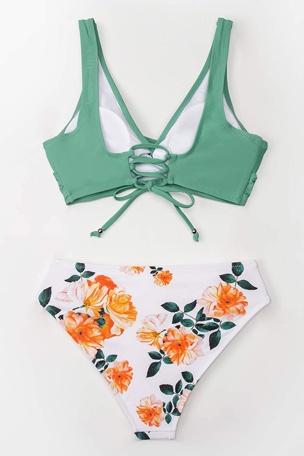 CUPSHE Women's Bikini Swimsuit Front Cross Lace Up Two Piece Bathing Suit Apparel & Accessories > Clothing > Swimwear CUPSHE   