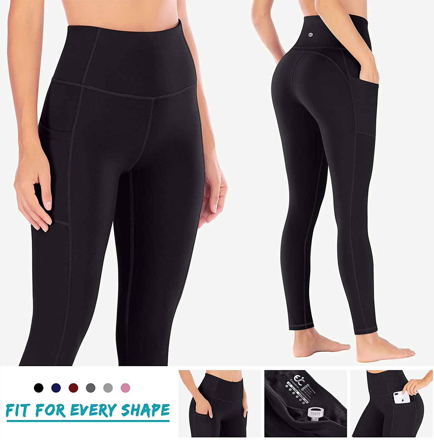 Ewedoos Women's Yoga Pants with Pockets - Leggings with Pockets, High Waist Tummy Control Non See-Through Workout Pants Apparel & Accessories > Clothing > Activewear Ewedoos   