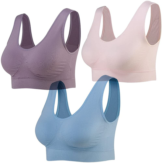 Lemef 3-Pack Seamless Sports Bra Wirefree Yoga Bra with Removable Pads for Women Apparel & Accessories > Clothing > Underwear & Socks > Bras Kylie Max   