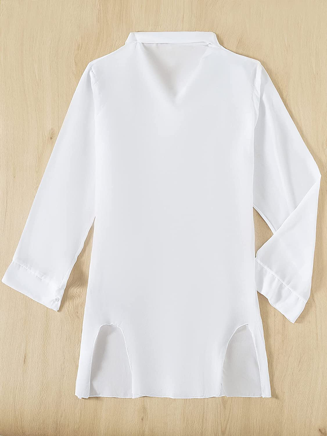 Shein Women'S Open Front Kimono Cardigans Button down Shirt Long Sleeve Bikini Cover Up Apparel & Accessories > Clothing > Swimwear Kylie Max   
