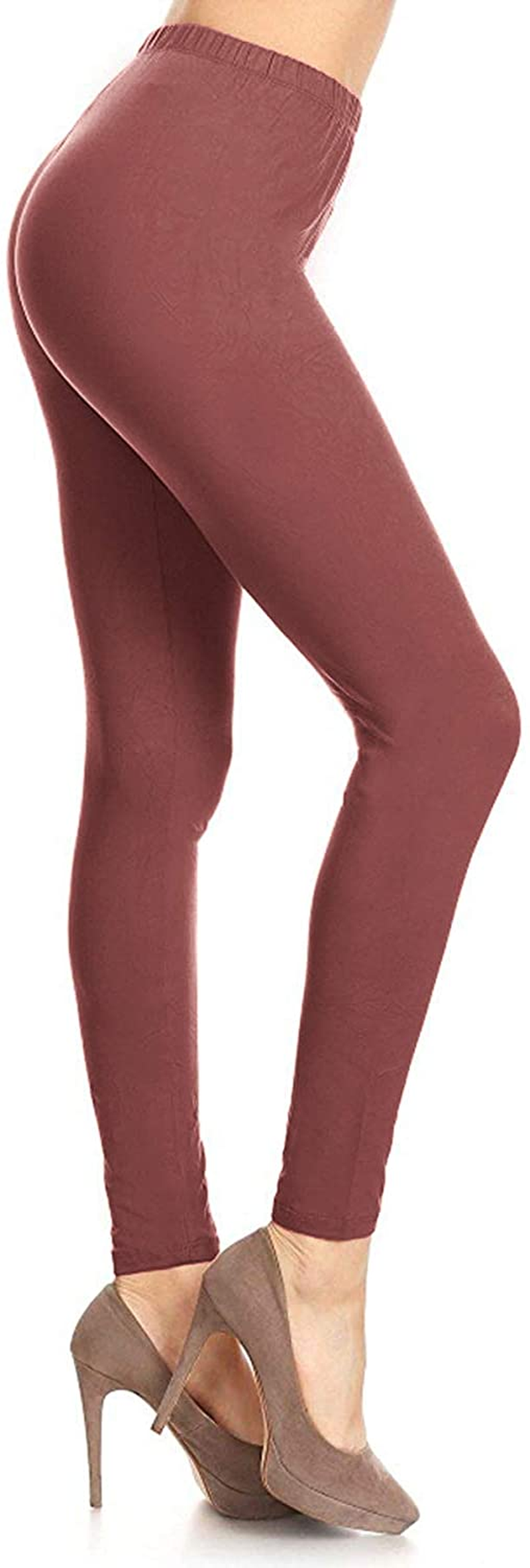 Leggings Depot Cotton Women'S Premium Quality Ultra Soft Solid Leggings Apparel & Accessories > Clothing > Underwear & Socks > Shapewear LEGGINGS DEPOT Marsala 1X-3X 
