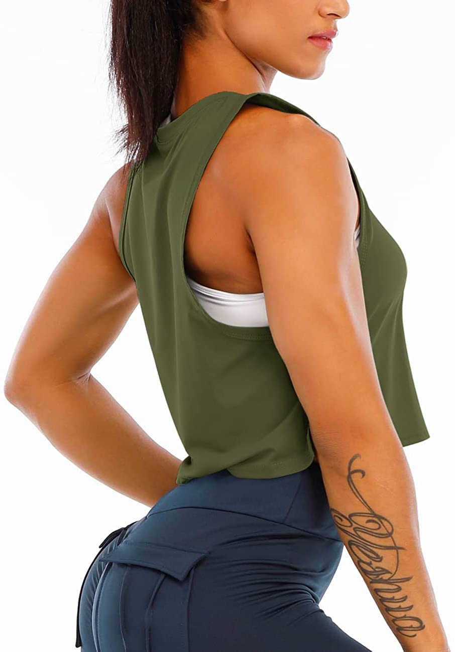 Haola Women'S Loose Sleeveless Cropped Muscle Open Side Yoga Tops Workout Cool T-Shirt Running Short Tank Crop Tops Apparel & Accessories > Clothing > Activewear Kylie Max   