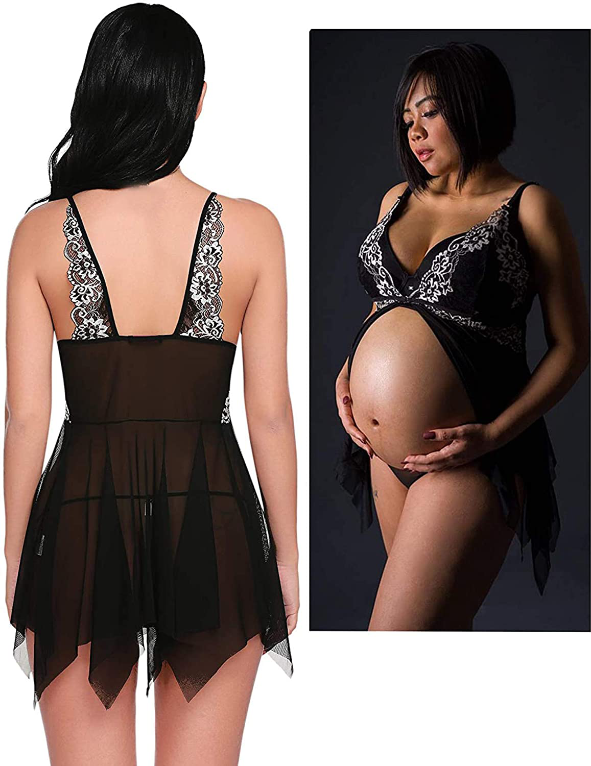 Avidlove Women Lace Lingerie Front Closure Babydoll V Neck Nightwear Sexy Chemise Nightie Apparel & Accessories > Clothing > Underwear & Socks > Lingerie Kylie Max   