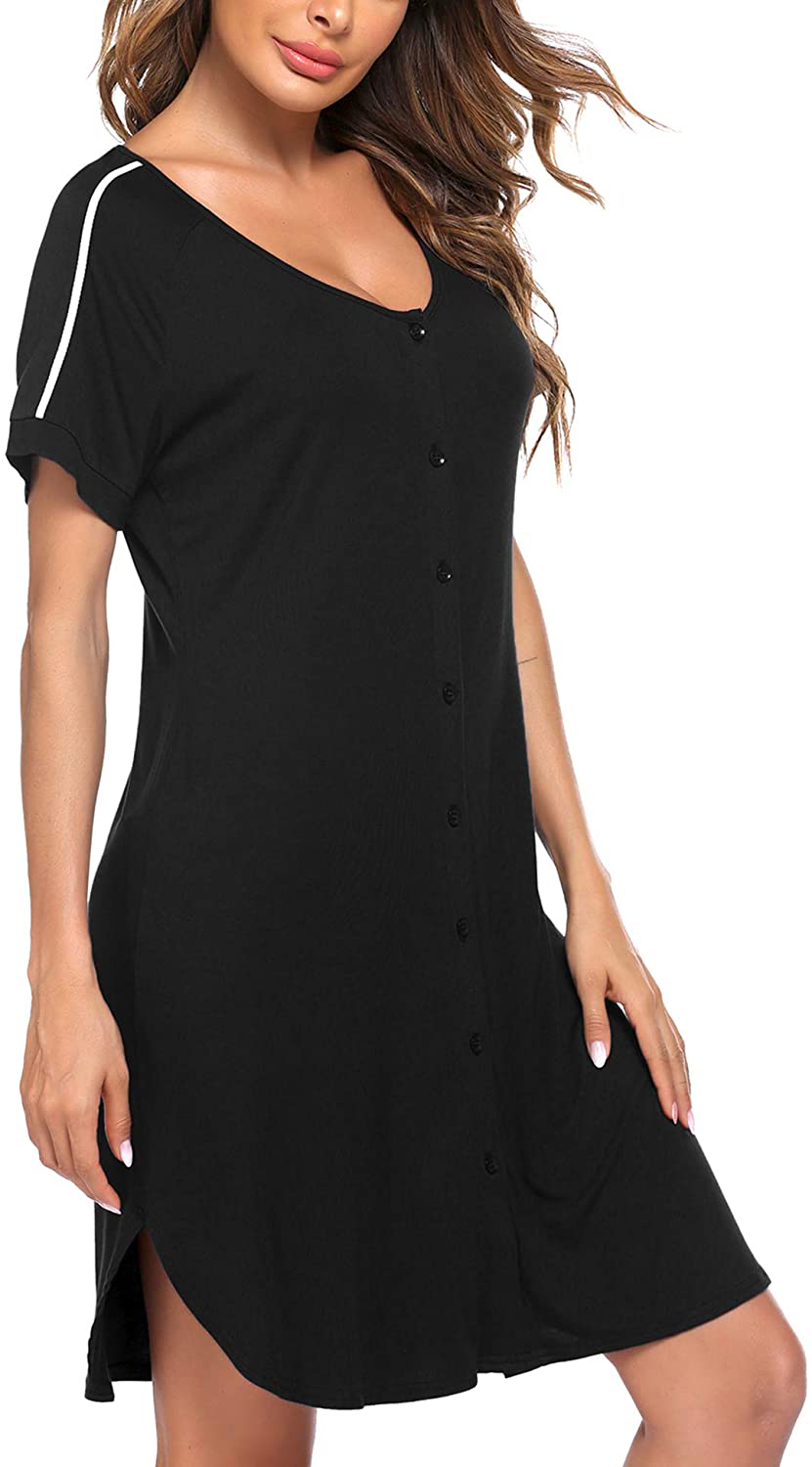 Ekouaer Women Sleepshirt Short Sleeve T-Shirt Nightgowns Night Shirt Comfy Sleep Loungewear round Neck Nightshirt Soft S-XXL Apparel & Accessories > Clothing > Sleepwear & Loungewear > Nightgowns Kylie Max   