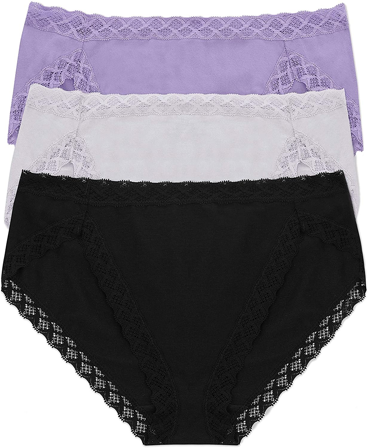 Natori Womens Bliss French Cut Panty Apparel & Accessories > Clothing > Underwear & Socks > Underwear Natori French Lilac/Mink/Black (3 Pack) XX-Large 