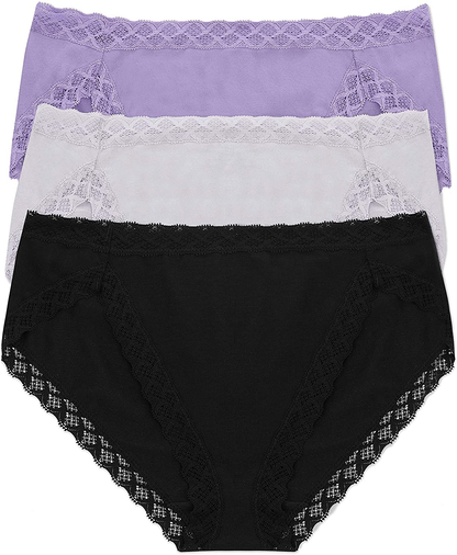 Natori Womens Bliss French Cut Panty Apparel & Accessories > Clothing > Underwear & Socks > Underwear Natori French Lilac/Mink/Black (3 Pack) XX-Large 