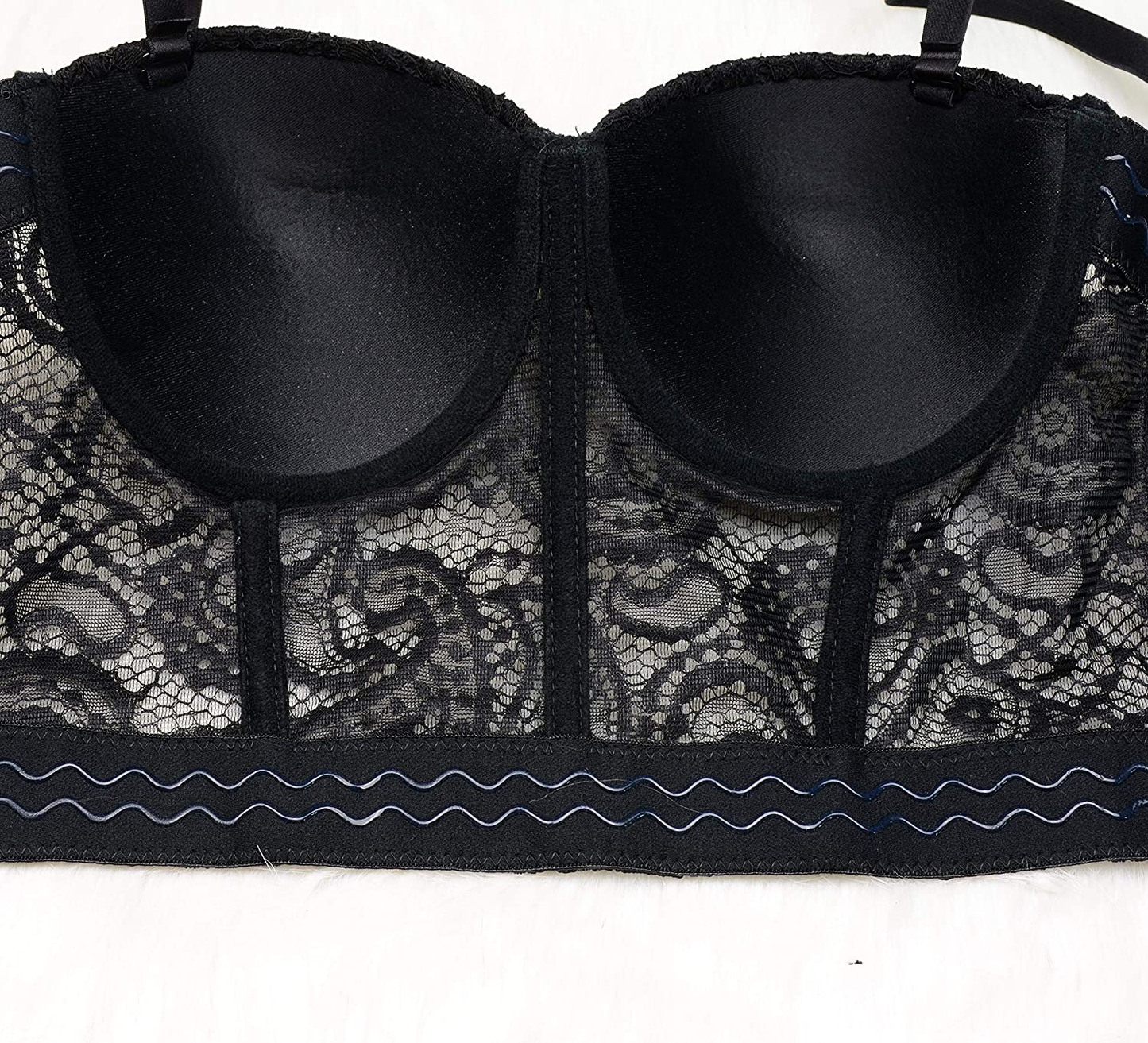 ELLACCI Women'S Paisley Mesh Lace Bustier Crop Top Sexy Corset Top Bra Black Apparel & Accessories > Clothing > Underwear & Socks > Lingerie ELLACCI   