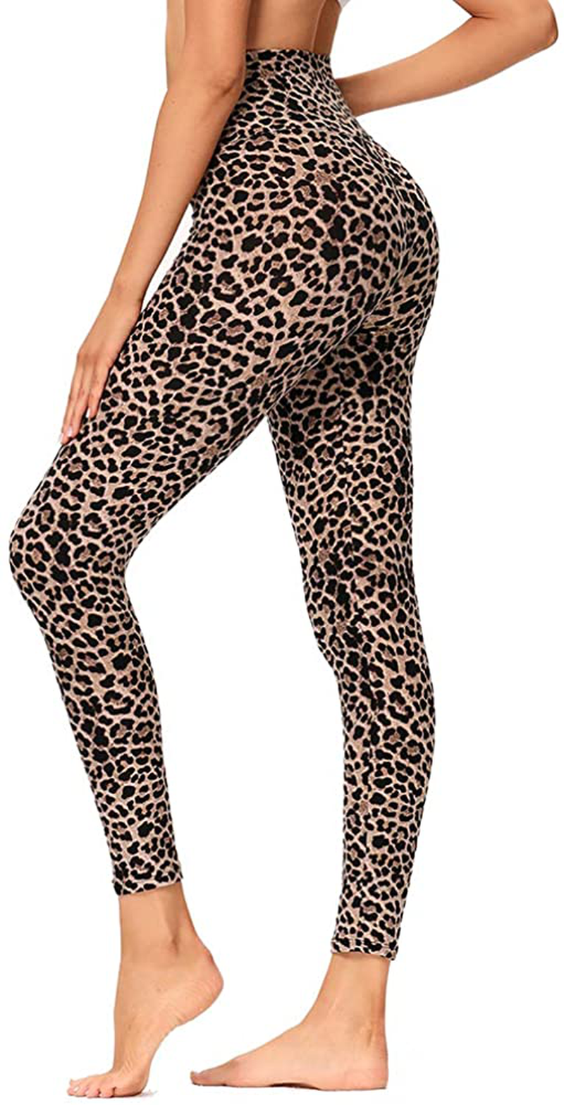 Gayhay High Waisted Leggings for Women - Soft Opaque Slim Tummy Control Printed Pants for Running Cycling Yoga Apparel & Accessories > Clothing > Activewear GAYHAY Brown Leopard 01 Small-Medium 