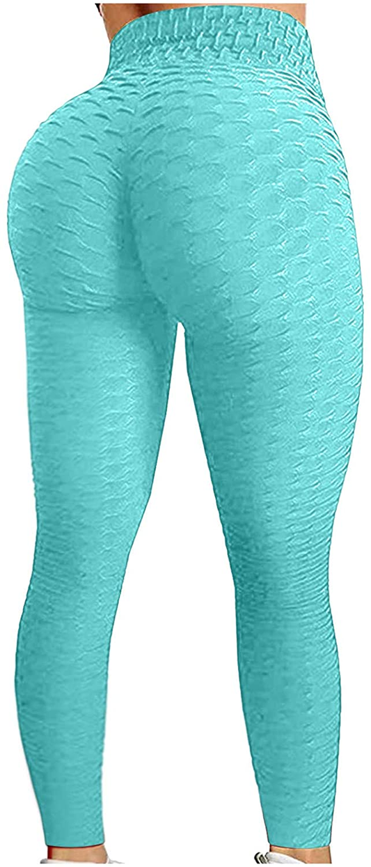Burband Womens Anit Cellulite Texutred Booty Shaping Leggings Seamless Scrunch Butt Lifting Tummy Control Yoga Biker Pants Apparel & Accessories > Clothing > Underwear & Socks > Shapewear Burband Mint Green Medium 