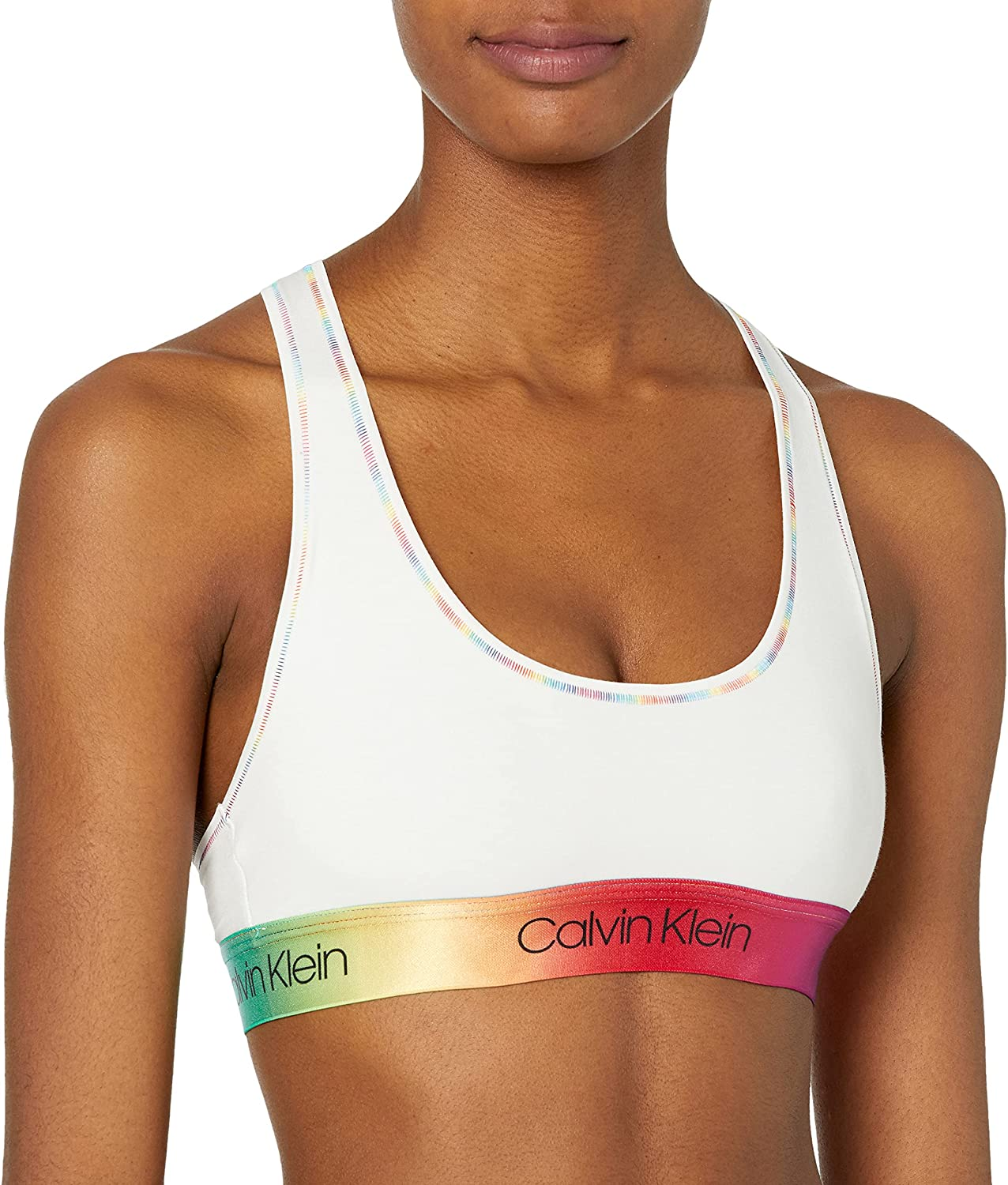 Calvin Klein Women'S Modern Cotton Bralette Apparel & Accessories > Clothing > Underwear & Socks > Lingerie Calvin Klein White Gradient Rainbow Medium 