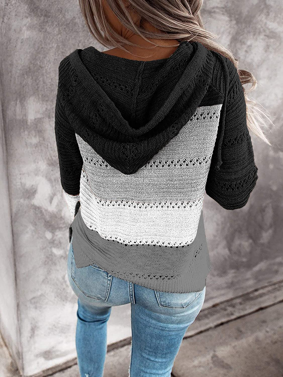 BTFBM Women Zip up Striped Hoodies Jackets Color Block Print Long Sleeve Drawstring Stretchy Casual Pullover Sweatshirts Apparel & Accessories > Clothing > Activewear Kylie Max   