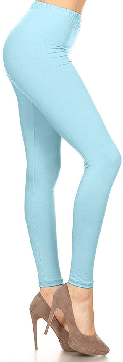 Leggings Depot Cotton Women'S Premium Quality Ultra Soft Solid Leggings Apparel & Accessories > Clothing > Underwear & Socks > Shapewear LEGGINGS DEPOT Sky Blue 1X-3X 