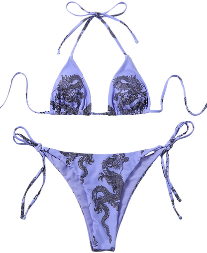 SOLY HUX Women's Halter Triangle Tie Side Bikini 2 Piece Swimsuits Apparel & Accessories > Clothing > Swimwear SOLY HUX Purple Large 