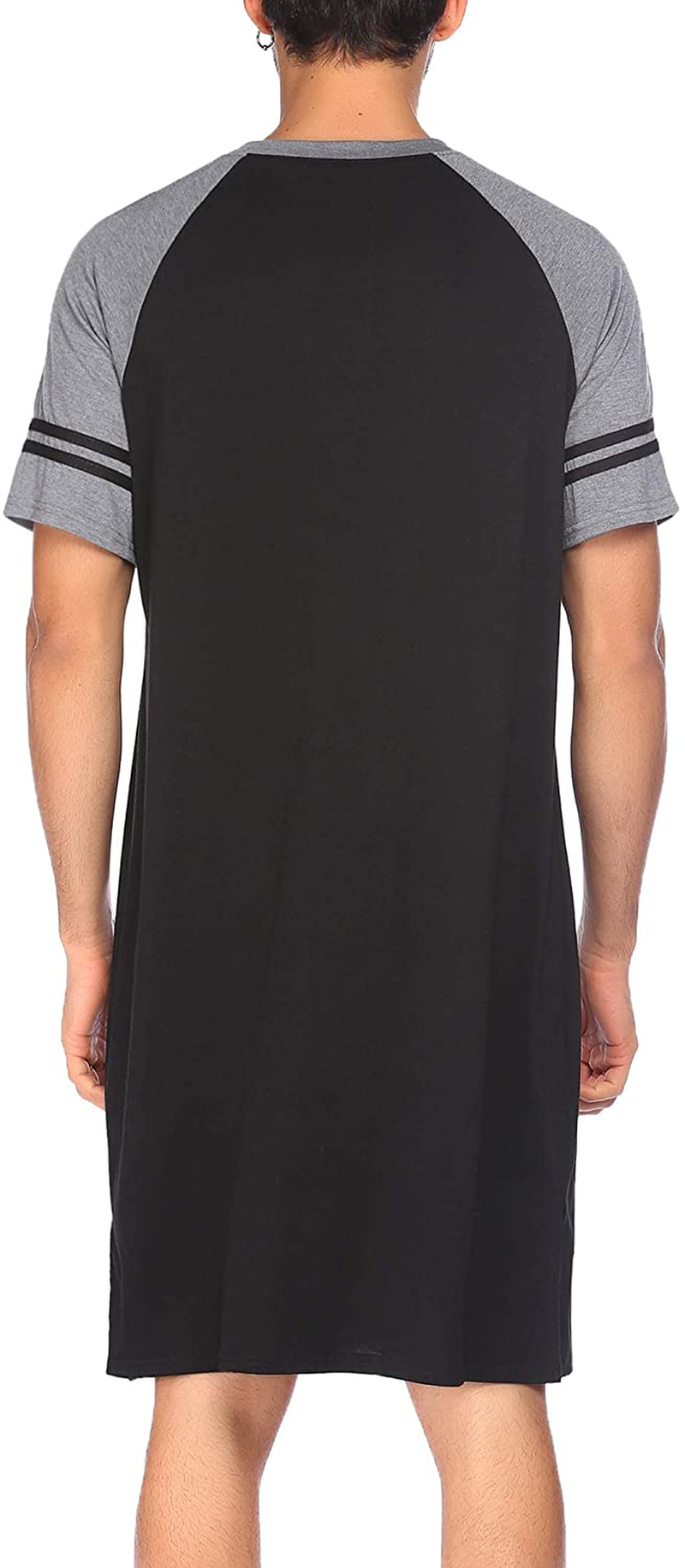Evanhome Cotton Sleep Shirt Men V-Neck Nightshirts Short Sleeve Henley Shirt Lounge Sleepwear M-XXXL Apparel & Accessories > Clothing > Sleepwear & Loungewear > Nightgowns Kylie Max   